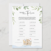 Noah's Ark Baby shower Prijs Spel Kaart (Voorkant)