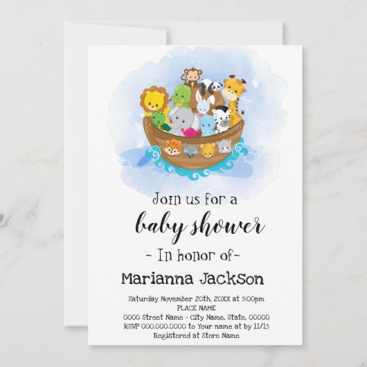 Noah's Ark Baby shower Uitnodiging (Voorkant)