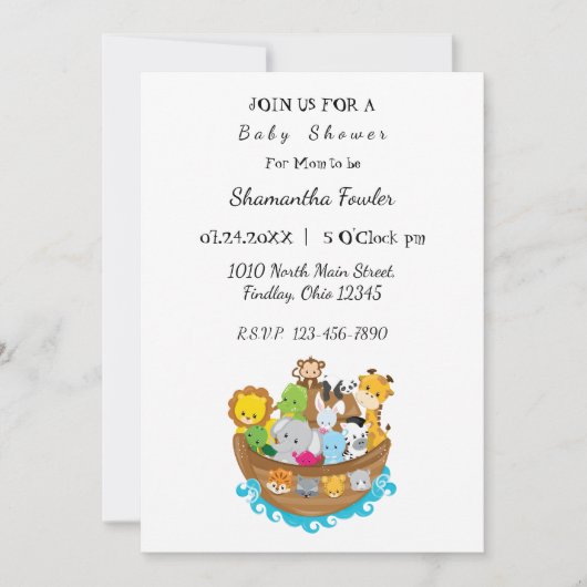 Noah's Ark Baby shower Uitnodiging (Voorkant)