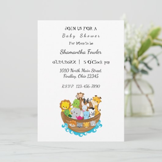 Noah's Ark Baby shower Uitnodiging (Staand voorkant)