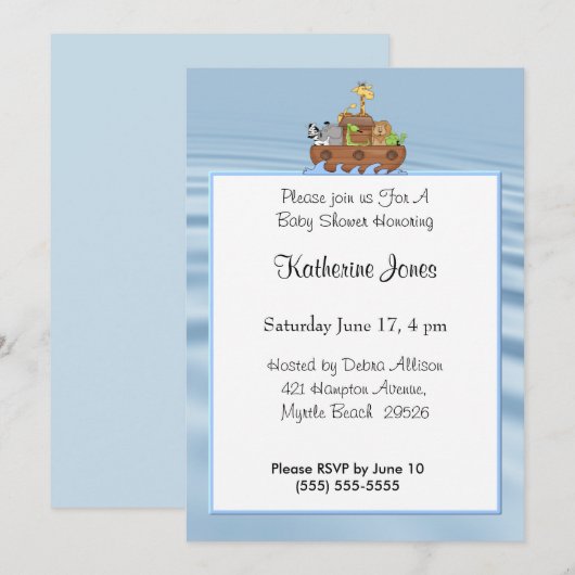 Noah's Ark Baby shower Uitnodiging (Voorkant / Achterkant)