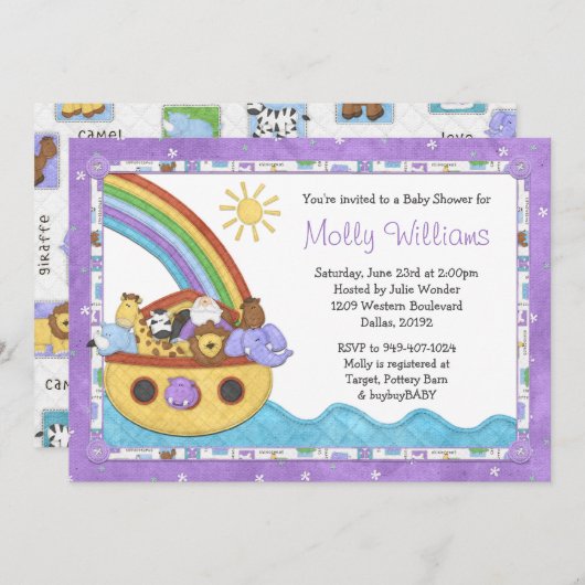 Noahs Ark Baby shower Uitnodiging (Voorkant / Achterkant)