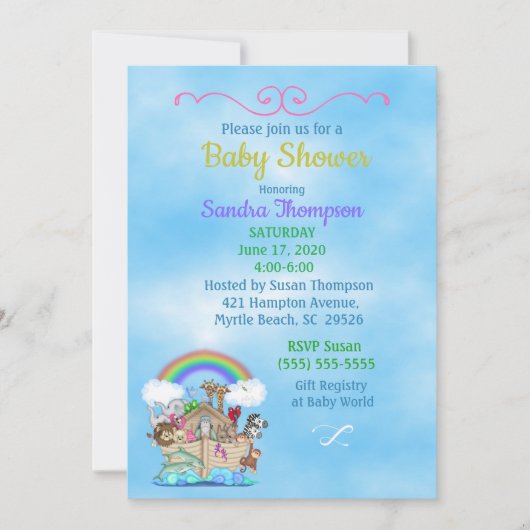 Noah's Ark Baby shower Uitnodiging (Voorkant)
