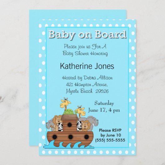 Noah's Ark Baby shower Uitnodiging (Voorkant / Achterkant)