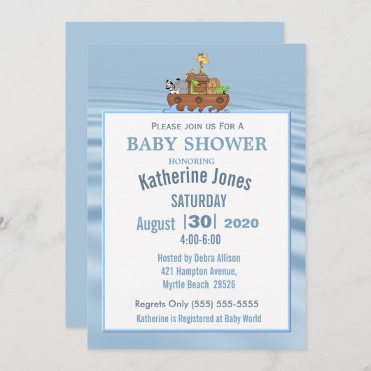 Noah's Ark Baby shower Uitnodiging (Voorkant / Achterkant)