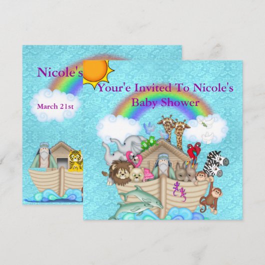 Noahs Ark Baby shower Uitnodiging (Voorkant / Achterkant)