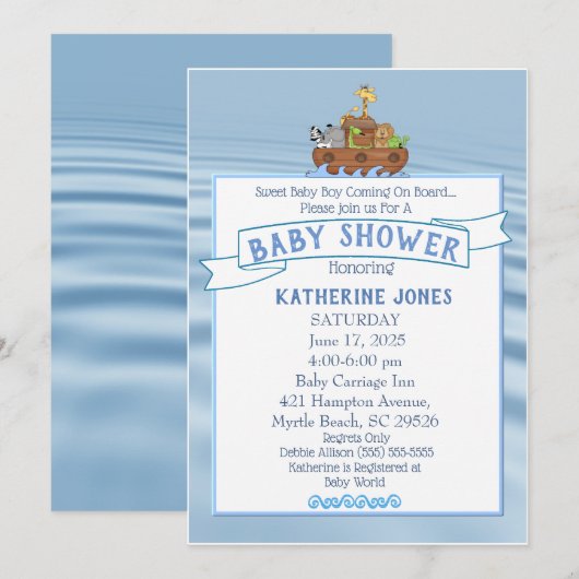 Noah's Ark Baby shower Uitnodiging (Voorkant / Achterkant)