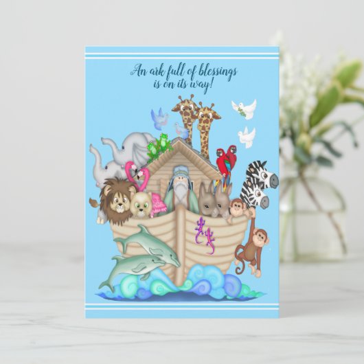 Noah's Ark Baby shower Uitnodiging (Staand voorkant)