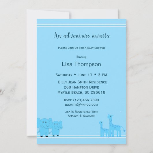 Noah's Ark Baby shower Uitnodiging (Achterkant)