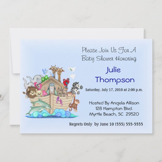 Noah's Ark Baby shower Uitnodiging (Voorkant)