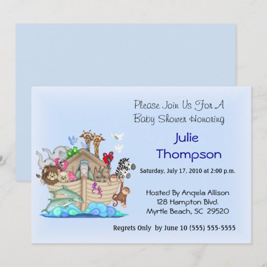 Noah's Ark Baby shower Uitnodiging (Voorkant / Achterkant)