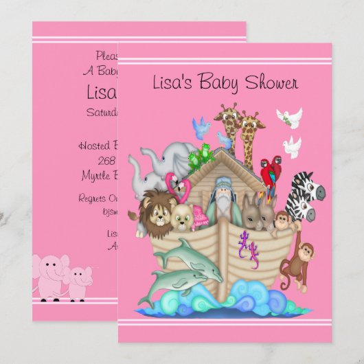 Noah's Ark Baby shower Uitnodiging (Voorkant / Achterkant)