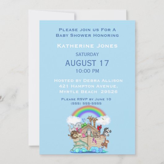 Noah's Ark Baby shower Uitnodiging (Achterkant)