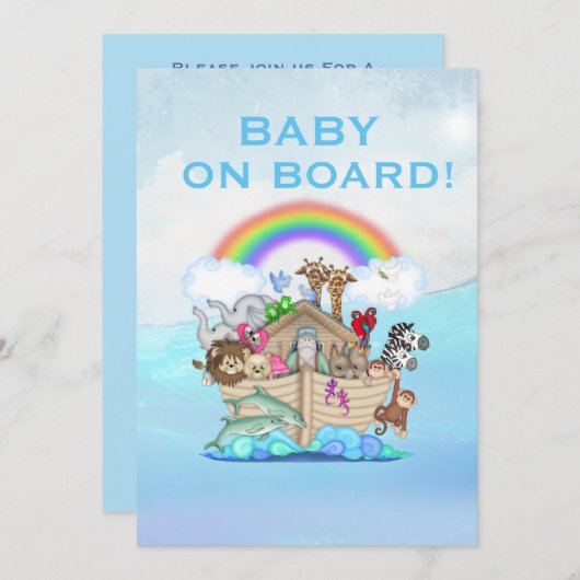 Noah's Ark Baby shower Uitnodiging (Voorkant / Achterkant)