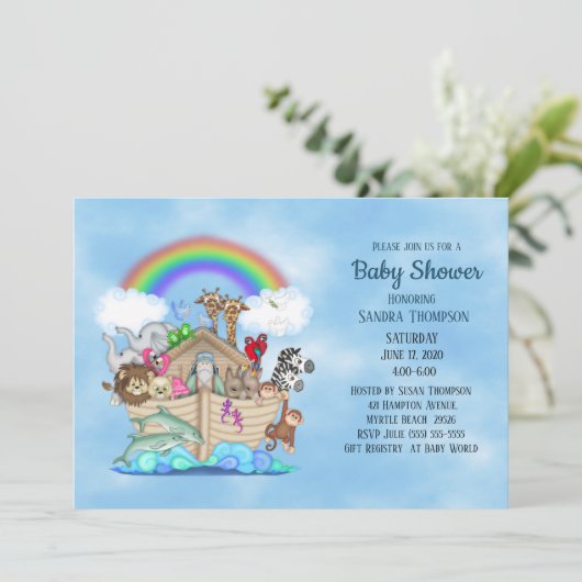 Noah's Ark Baby shower Uitnodiging (Staand voorkant)