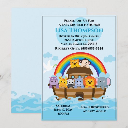 Noah's Ark Baby shower Uitnodiging (Voorkant / Achterkant)