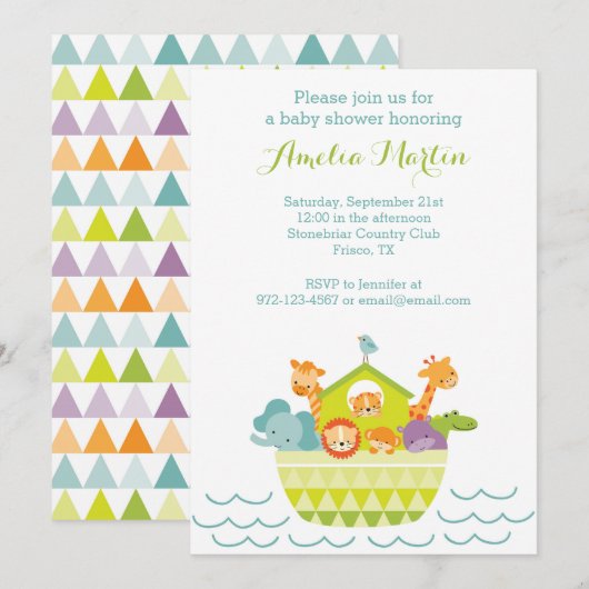 Noah's Ark Baby shower Uitnodiging (Voorkant / Achterkant)