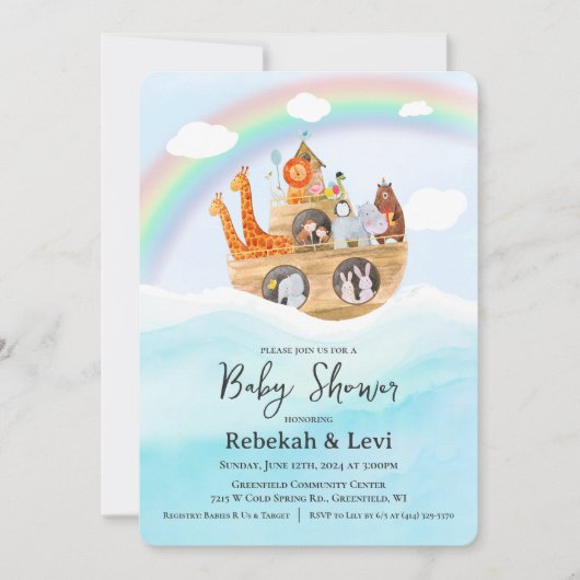 Noah's Ark Baby shower Uitnodiging (Voorkant)