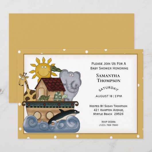 Noah's Ark Baby shower Uitnodiging (Voorkant / Achterkant)