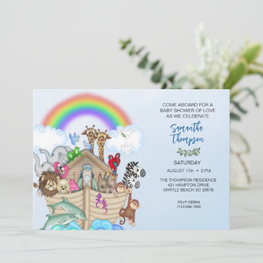 Noah's Ark Baby shower Uitnodiging (Staand voorkant)