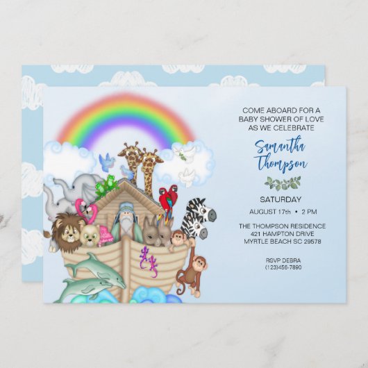 Noah's Ark Baby shower Uitnodiging (Voorkant / Achterkant)
