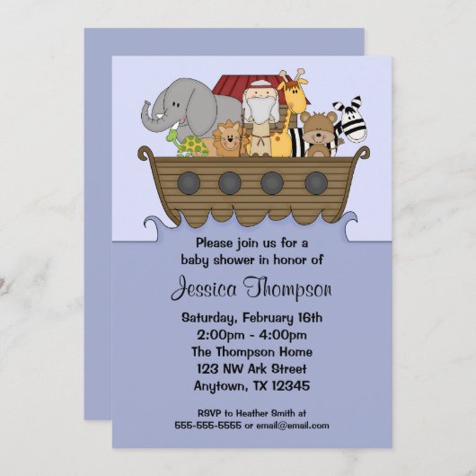 Noah's Ark Baby Shower-uitvindingen Kaart (Voorkant / Achterkant)