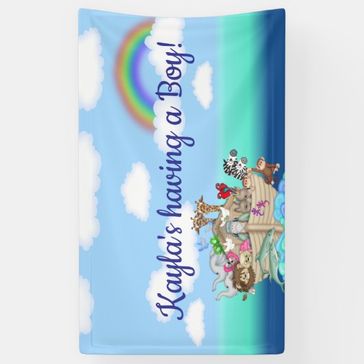 Noahs Ark Baby shower Wandbanner Spandoek (Verticaal)