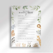 Noah's Ark Baby shower Wie weet mama beste spel Kaart