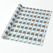 Noah's Ark Baptism, Boy Blue Cadeaupapier (Uitgerold)