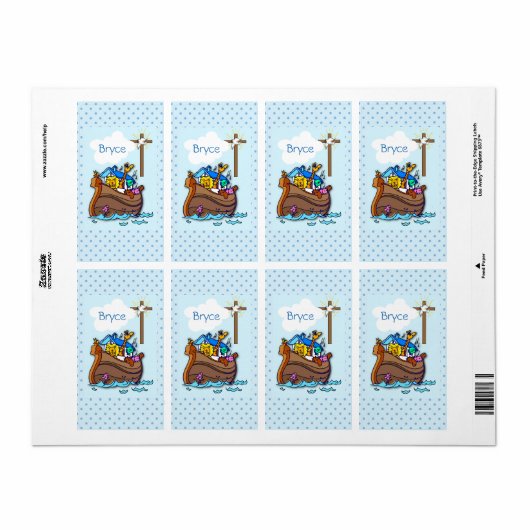 Noah's Ark Baptism, Boy Blue Etiket (Full Sheet)