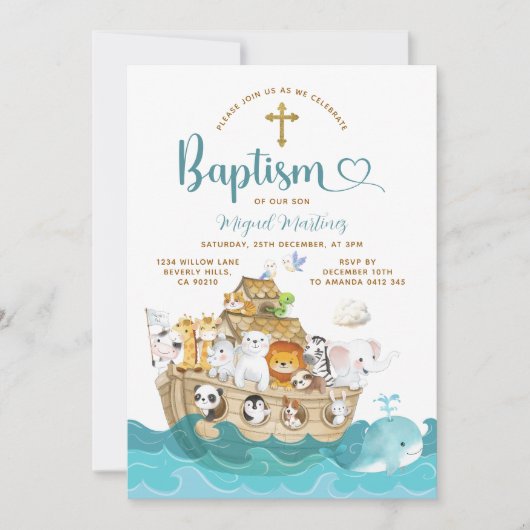Noah's Ark Baptism Christening Adventure Cross Kaart (Voorkant)