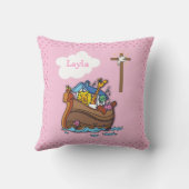 Noah's Ark Baptism, Girl Pink Kussen (Achterkant)