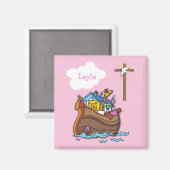  Noah's Ark Baptism, Girl Pink Magneet (Voorkant / Achterkant)