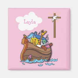  Noah's Ark Baptism, Girl Pink Magneet