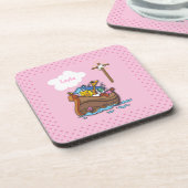  Noah's Ark Baptism, Girl Pink Onderzetter (Linkerzijde)