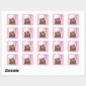  Noah's Ark Baptism, Girl Pink Vierkante Sticker (Vel)