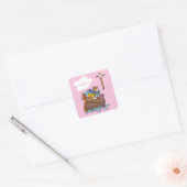  Noah's Ark Baptism, Girl Pink Vierkante Sticker (Envelop)