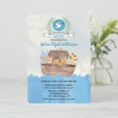 Noah's Ark Baptism uitnodiging (Staand voorkant)