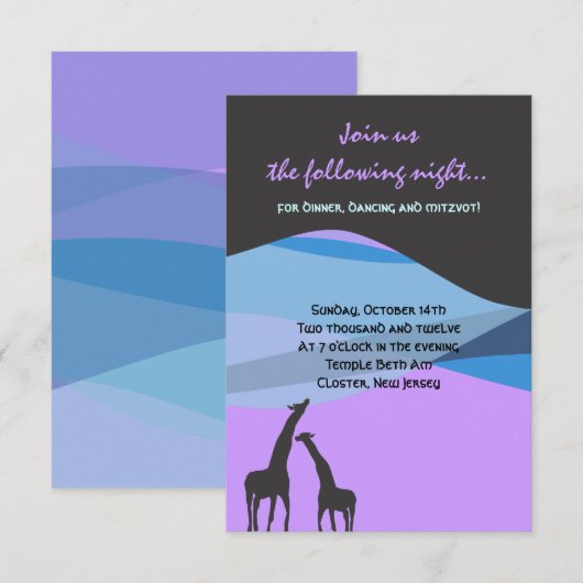 Noah's Ark Bar Bat Mitzvah Reception Party-kaart Kaart (Voorkant / Achterkant)