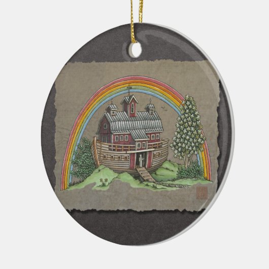 Noah's Ark Barn Keramisch Ornament (Links)