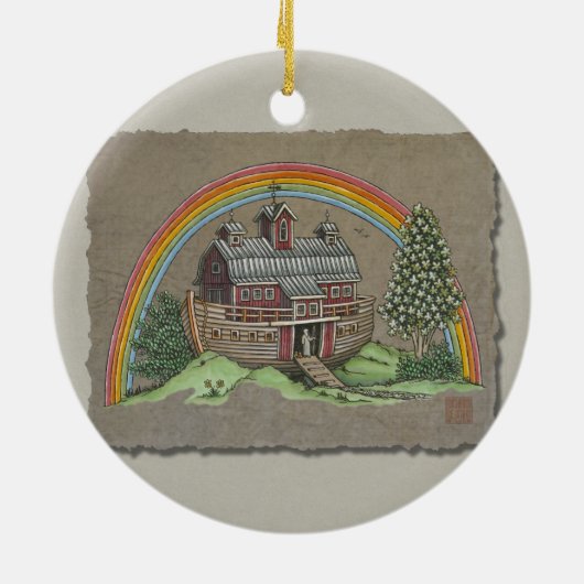 Noah's Ark Barn Keramisch Ornament (Achterkant)