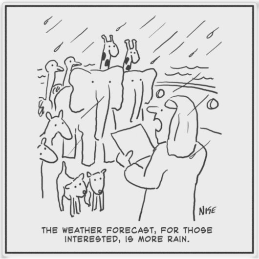 Noah's Ark. Biblical Story, Weather Forecast Funny Sticker (Voorkant)