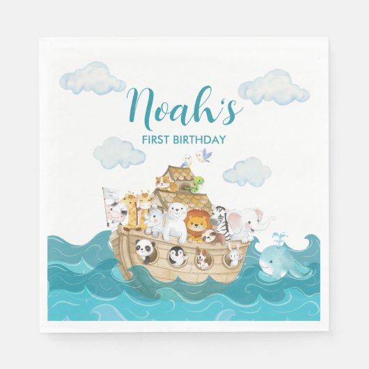 Noah's Ark Birthday Napkins Servet (Voorkant)