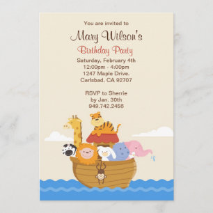 Noahs Ark Birthday Party Invitation Kaart