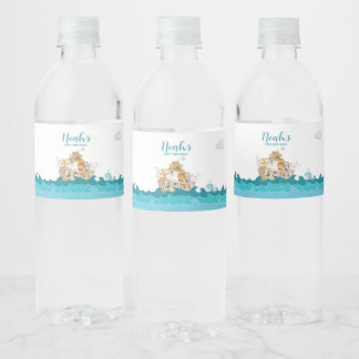 Noah's Ark Birthday Water Bottle Label Waterfles Etiket