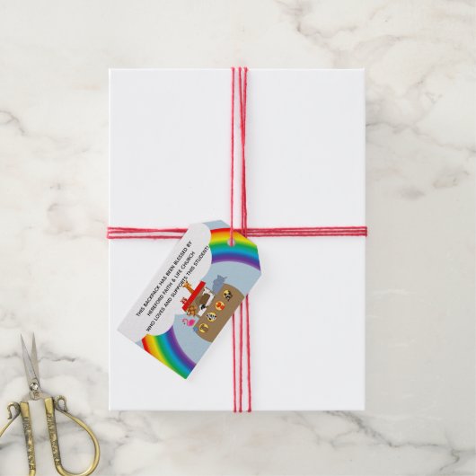 Noah's Ark Blessing of the Backpack Church Cadeaulabel (Met Touw)