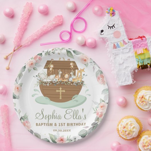 Noah's Ark Bloemen Doop Verjaardag Papieren Bordje (Feest)
