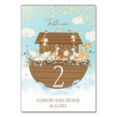 Noah's Ark Blue Cute Animals Baby shower Kaart (Achterkant)