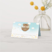 Noah's Ark Blue Cute Animals Baptism Guest Name Plaatskaartje (Achterkant)