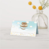 Noah's Ark Blue Cute Animals Boy Baby shower Plaatskaartje (Achterkant)
